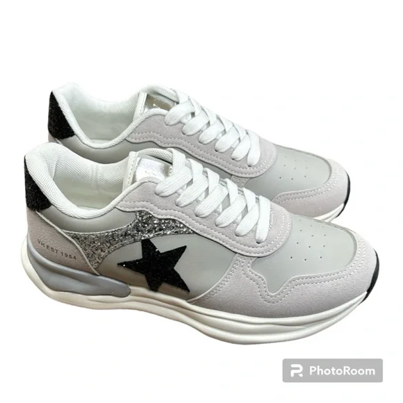 Vintage Havana Women’s Run Fashion Sneakers White Grey Silver - Picture 3 of 6